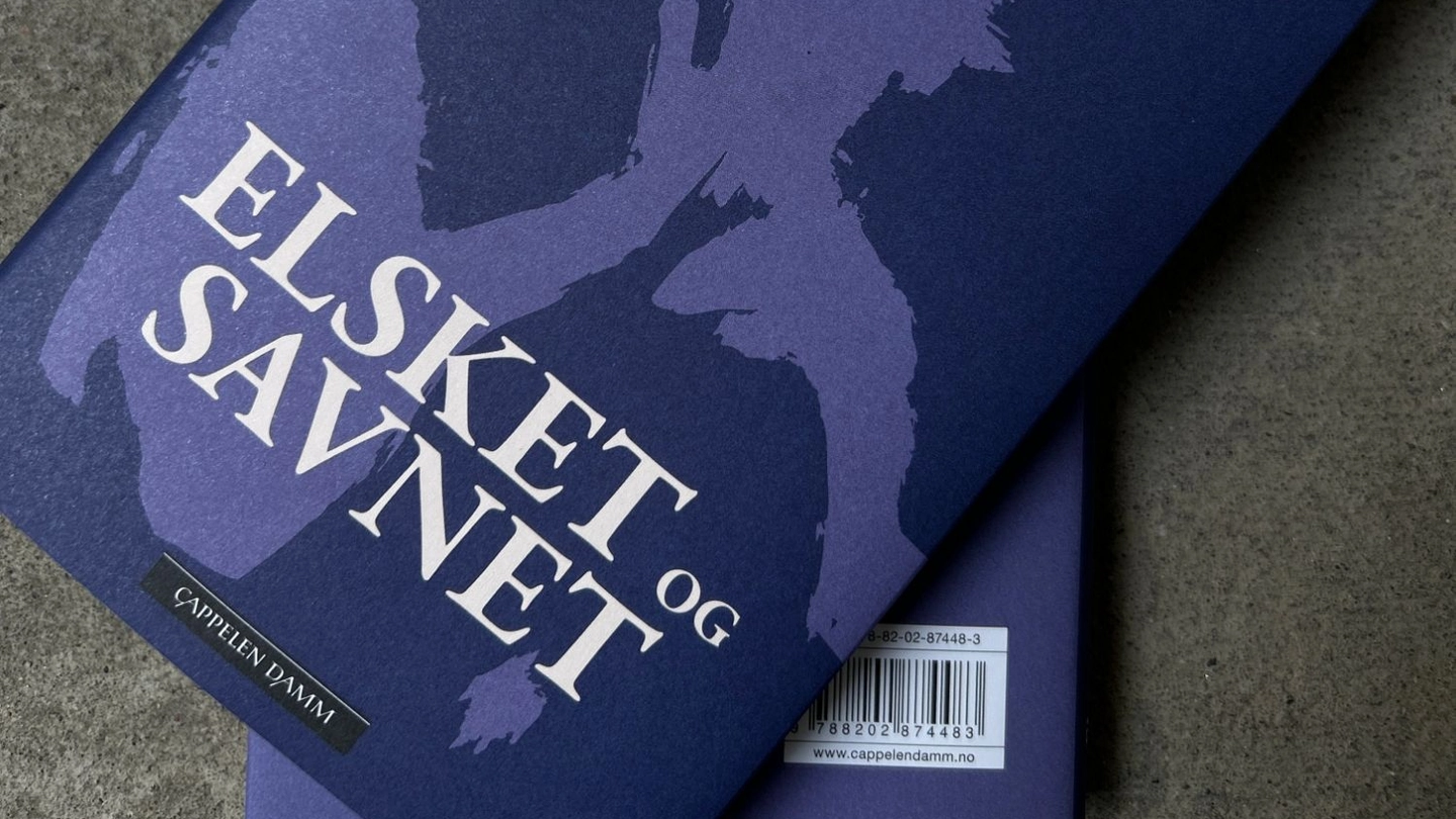 Nærbilde av omslaget til «Elsket og savnet» av Susie Boyt med tittelen og Cappelen Damm-logoen, på et betonggulv